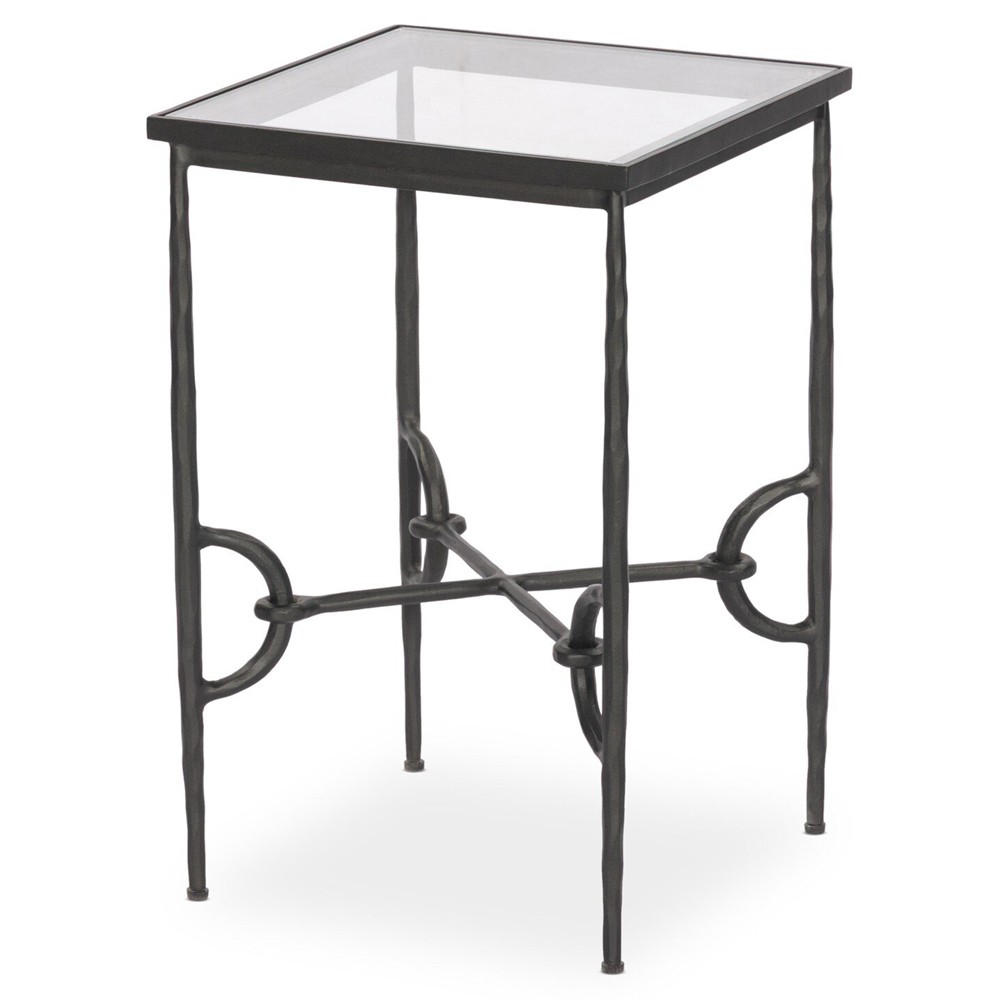 Ceasar French Country Hammered Gunmetal Square End Table - 13"|