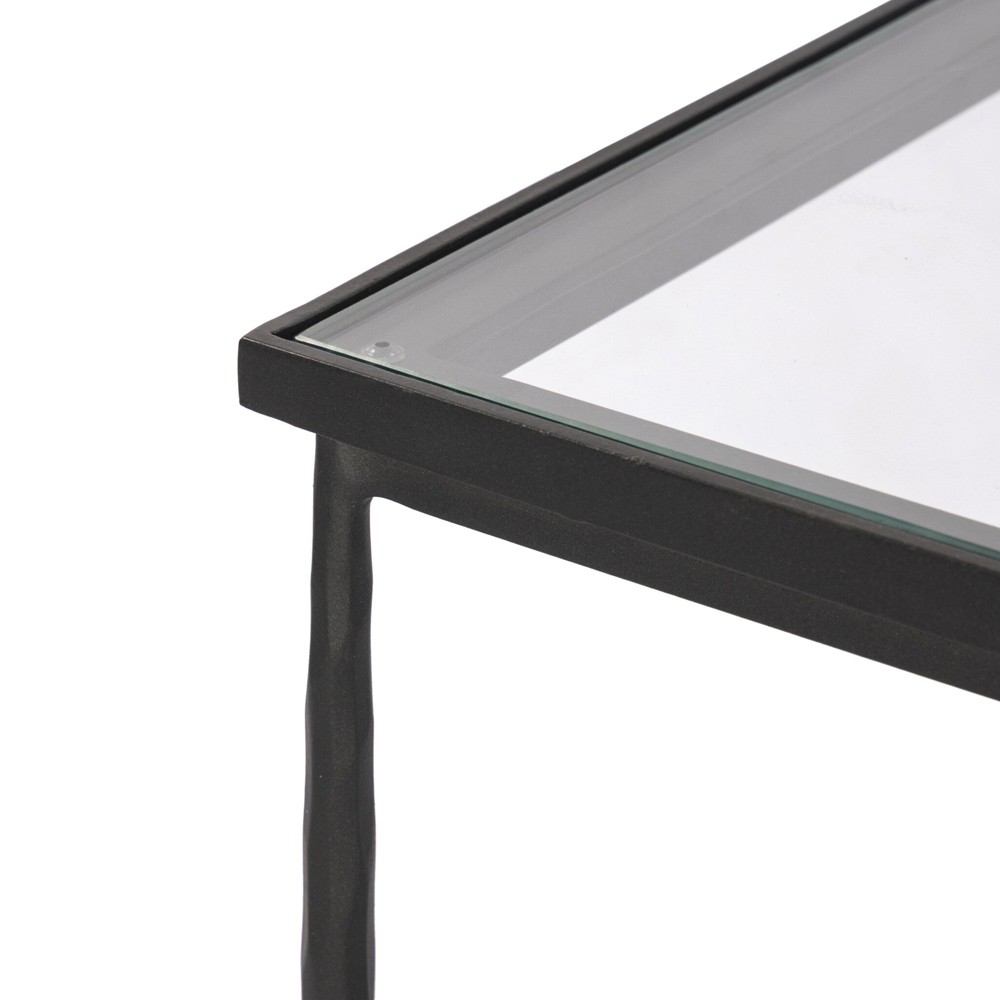 Ceasar French Country Hammered Gunmetal Square End Table - 13"|