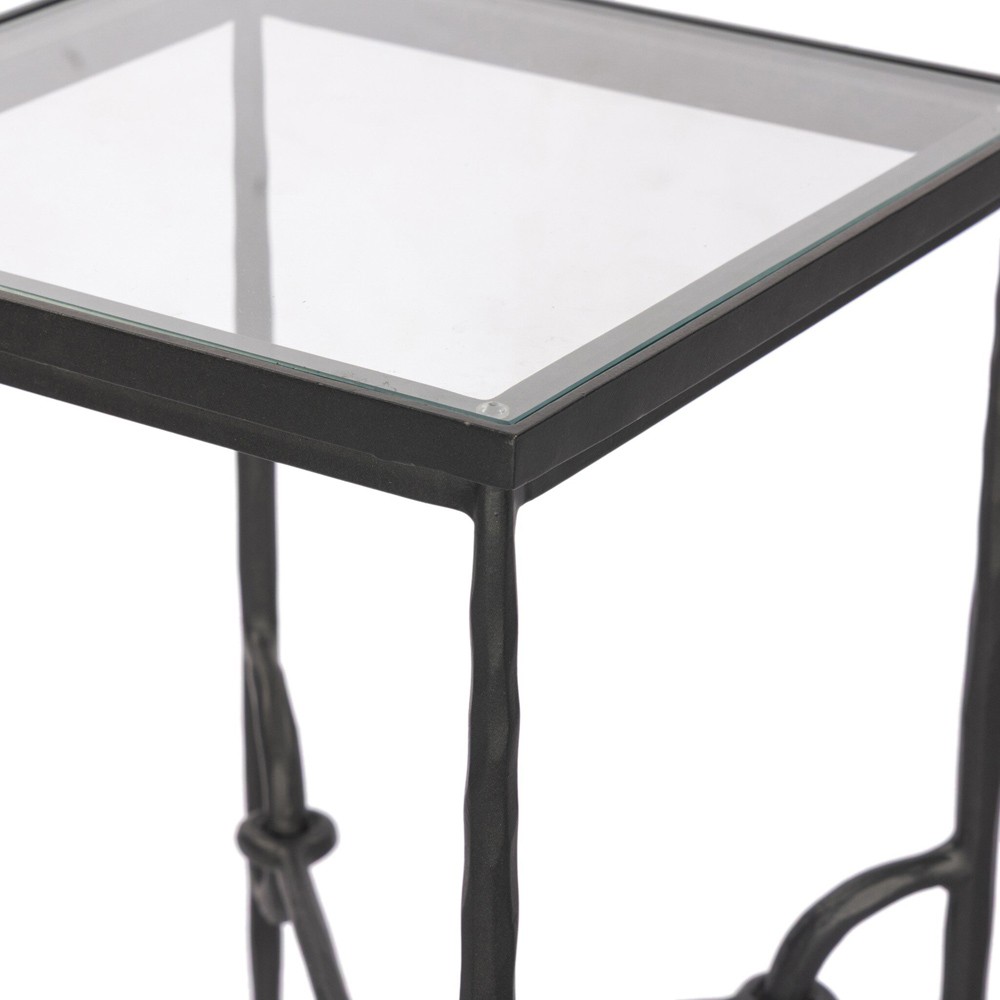 Ceasar French Country Hammered Gunmetal Square End Table - 13"|