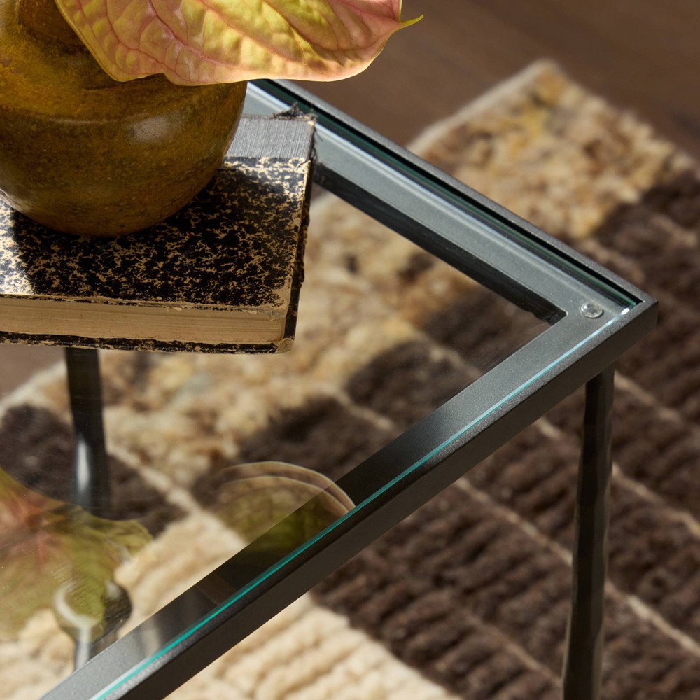 Ceasar French Country Hammered Gunmetal Square End Table - 13"|