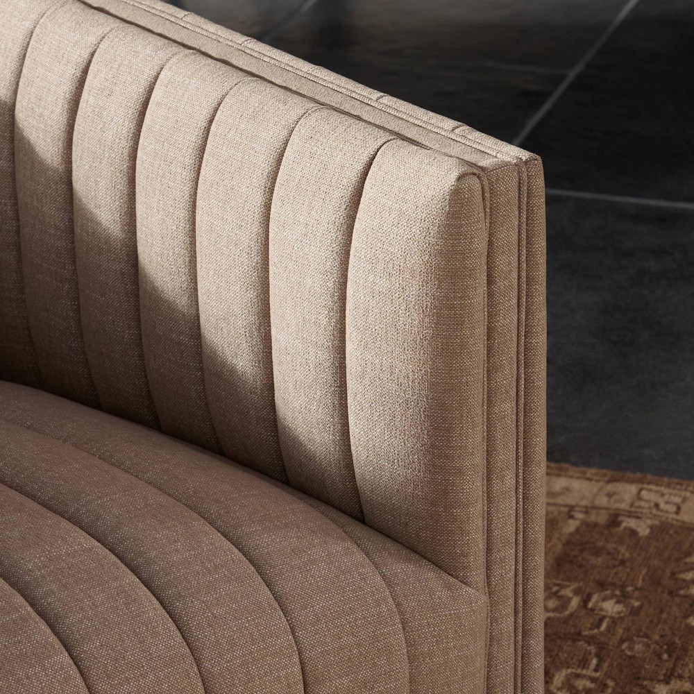 Leo Mid Century Modern Crypton Nomad Taupe Tufted Swivel Chair|