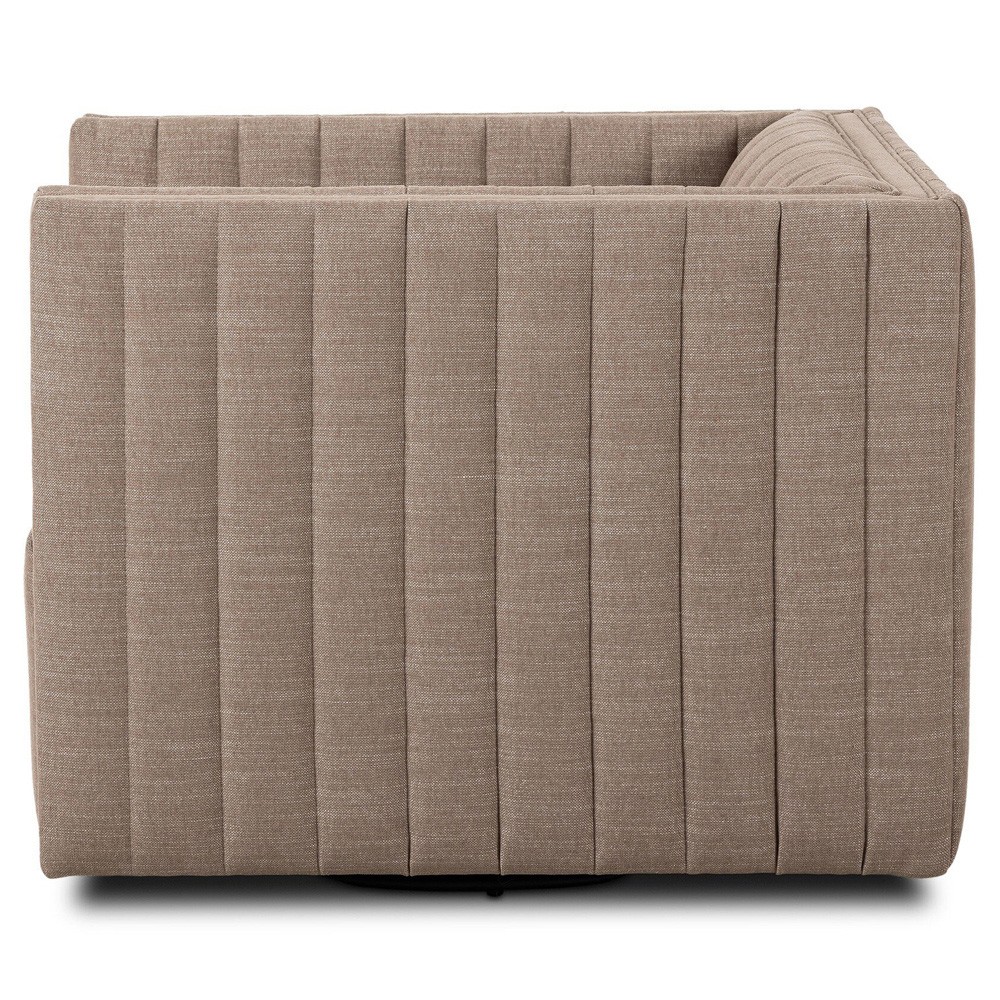 Leo Mid Century Modern Crypton Nomad Taupe Tufted Swivel Chair|