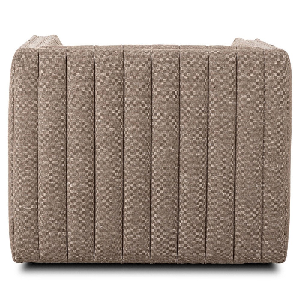 Leo Mid Century Modern Crypton Nomad Taupe Tufted Swivel Chair|