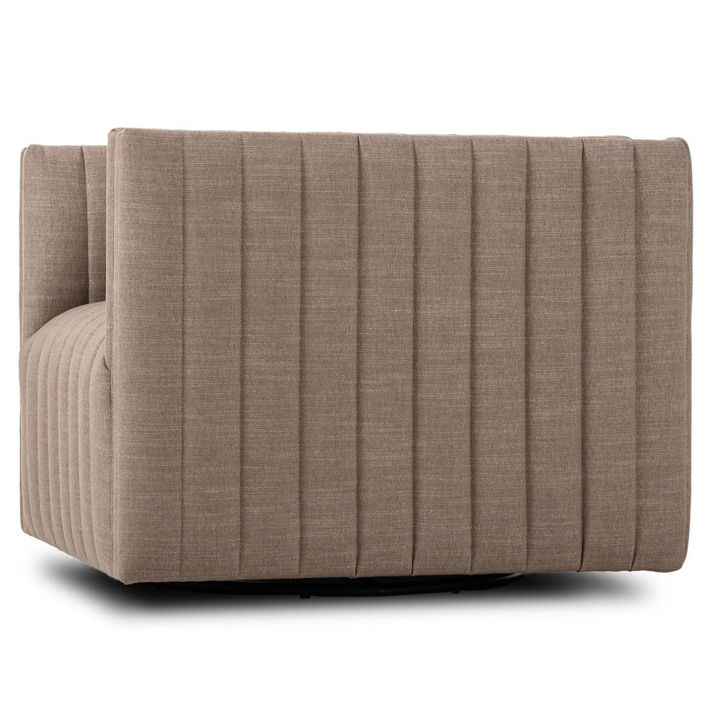 Leo Mid Century Modern Crypton Nomad Taupe Tufted Swivel Chair|