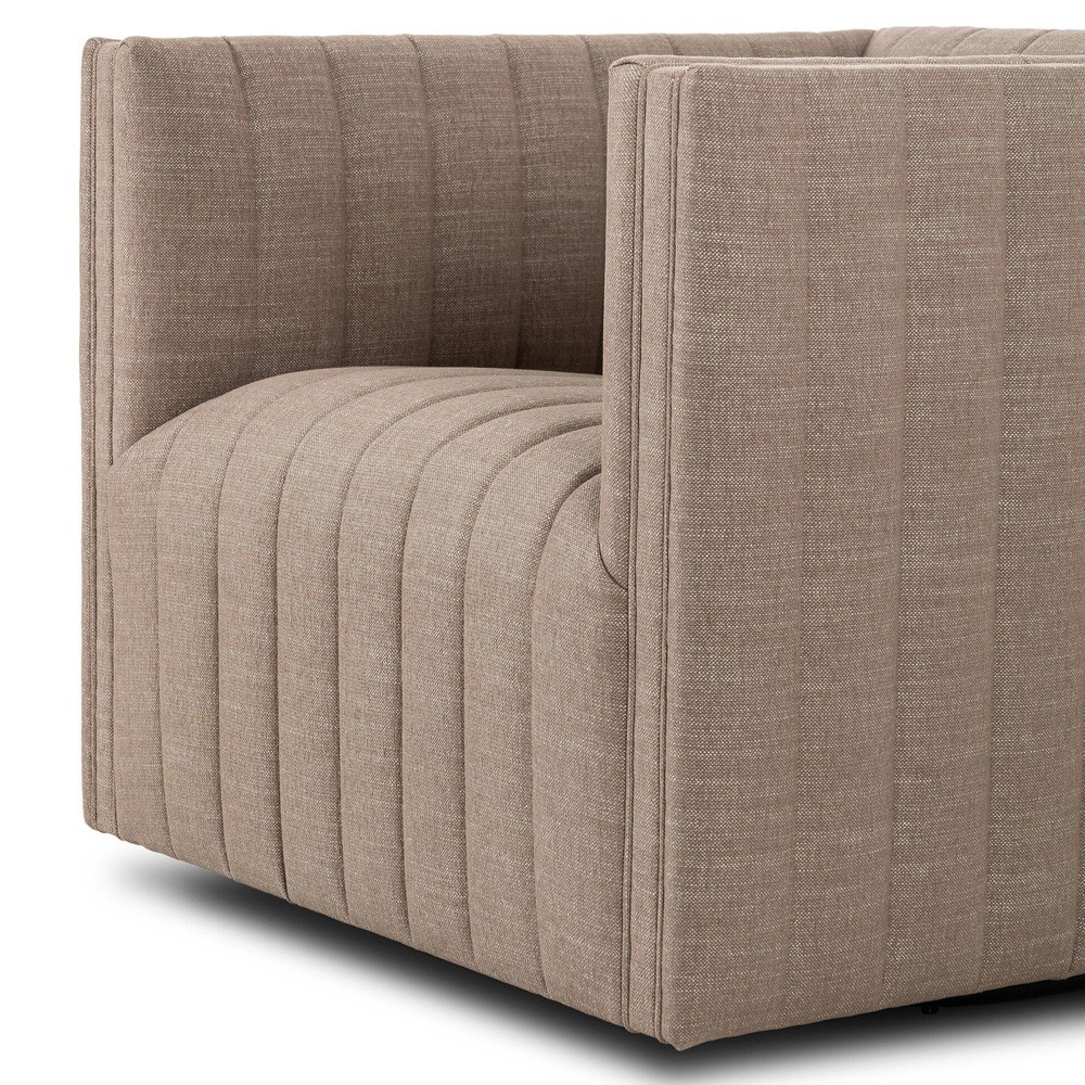 Leo Mid Century Modern Crypton Nomad Taupe Tufted Swivel Chair|