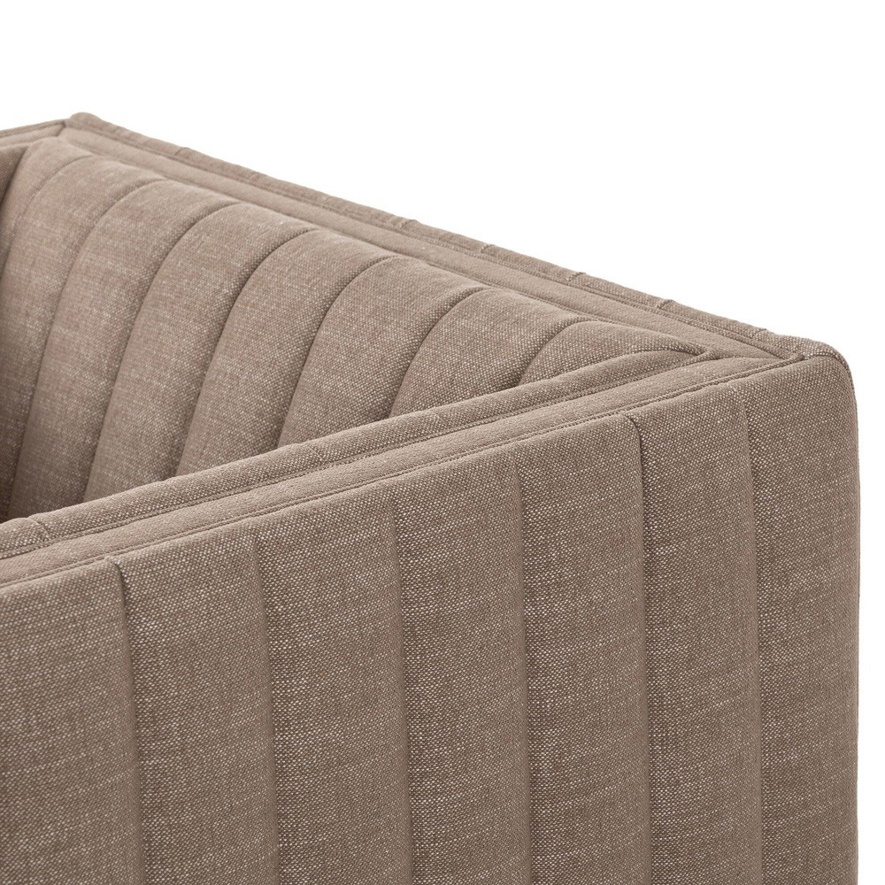 Leo Mid Century Modern Crypton Nomad Taupe Tufted Swivel Chair|