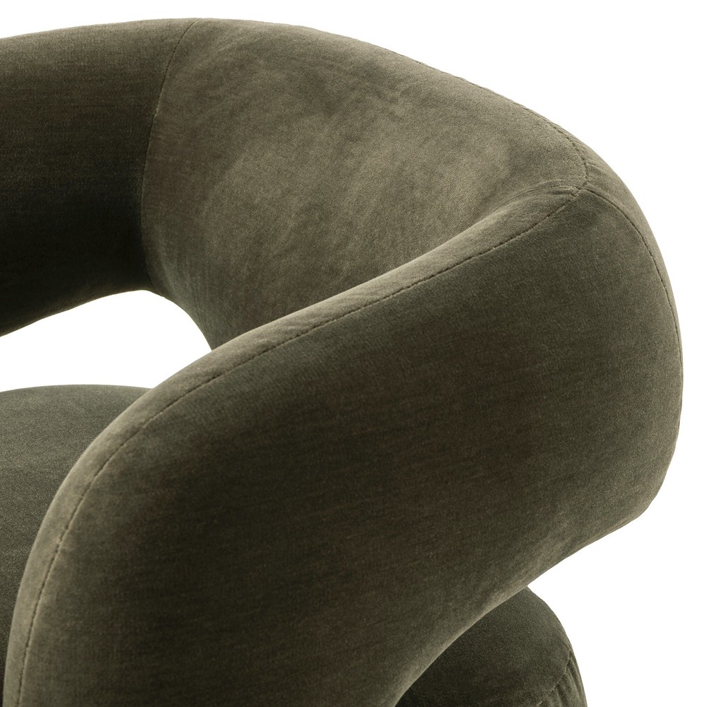 Mazie Modern Classic Monte Olive Velvet Swivel Chair|