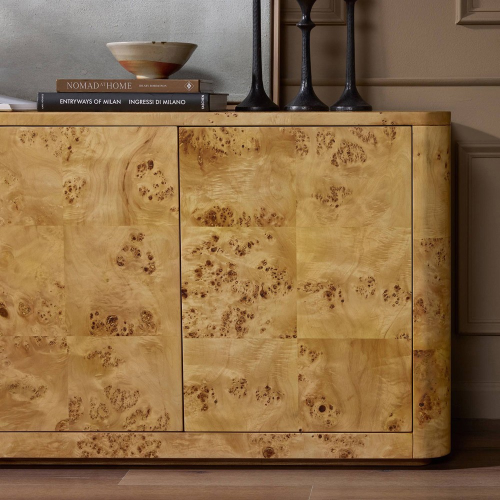 Mullins Modern Classic Natural Burl Media Console - 78"|