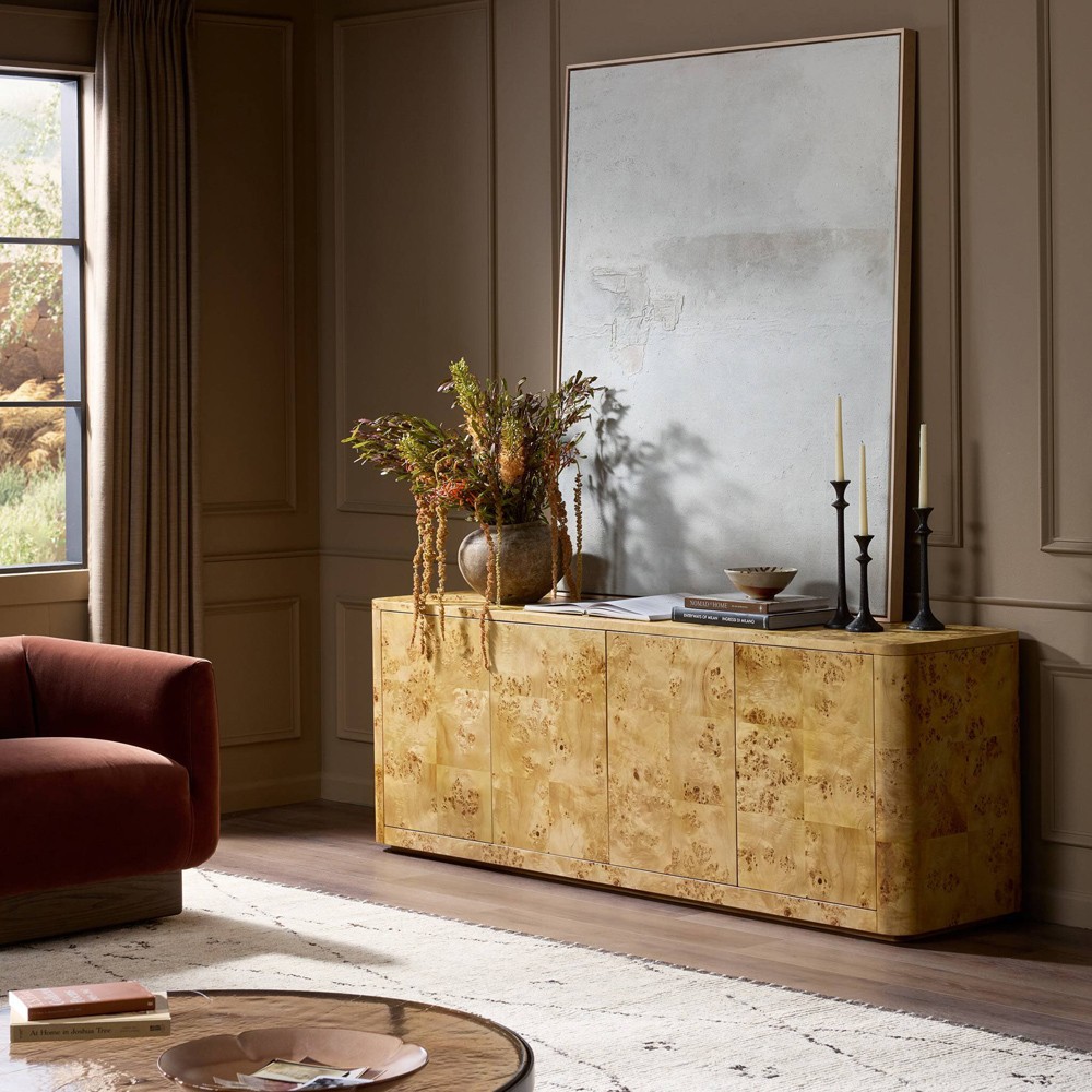 Mullins Modern Classic Natural Burl Media Console - 78"|