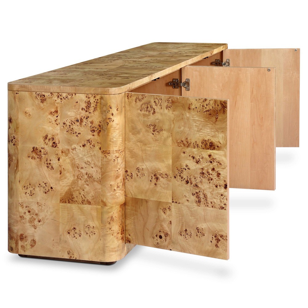 Mullins Modern Classic Natural Burl Media Console - 78"|