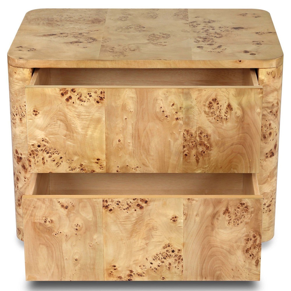 Mullins Modern Classic Natural Burl Nightstand|