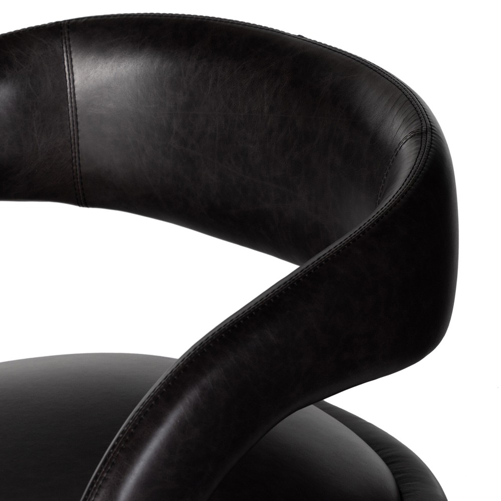 Alexander Modern Classic Sonoma Black Leather Swivel Barrel Chair|