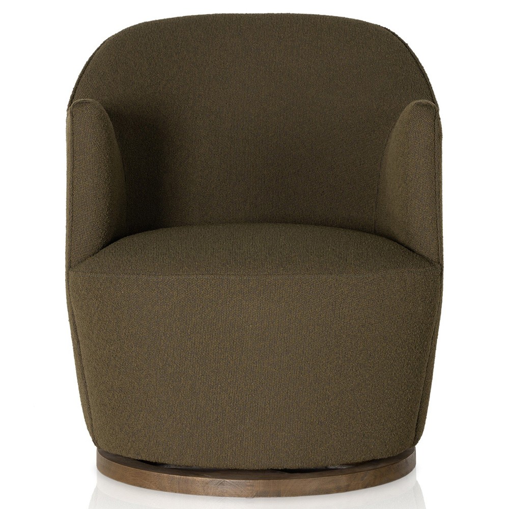 Samuel French Country FIQA Olive Boucle Swivel Arm Chair|