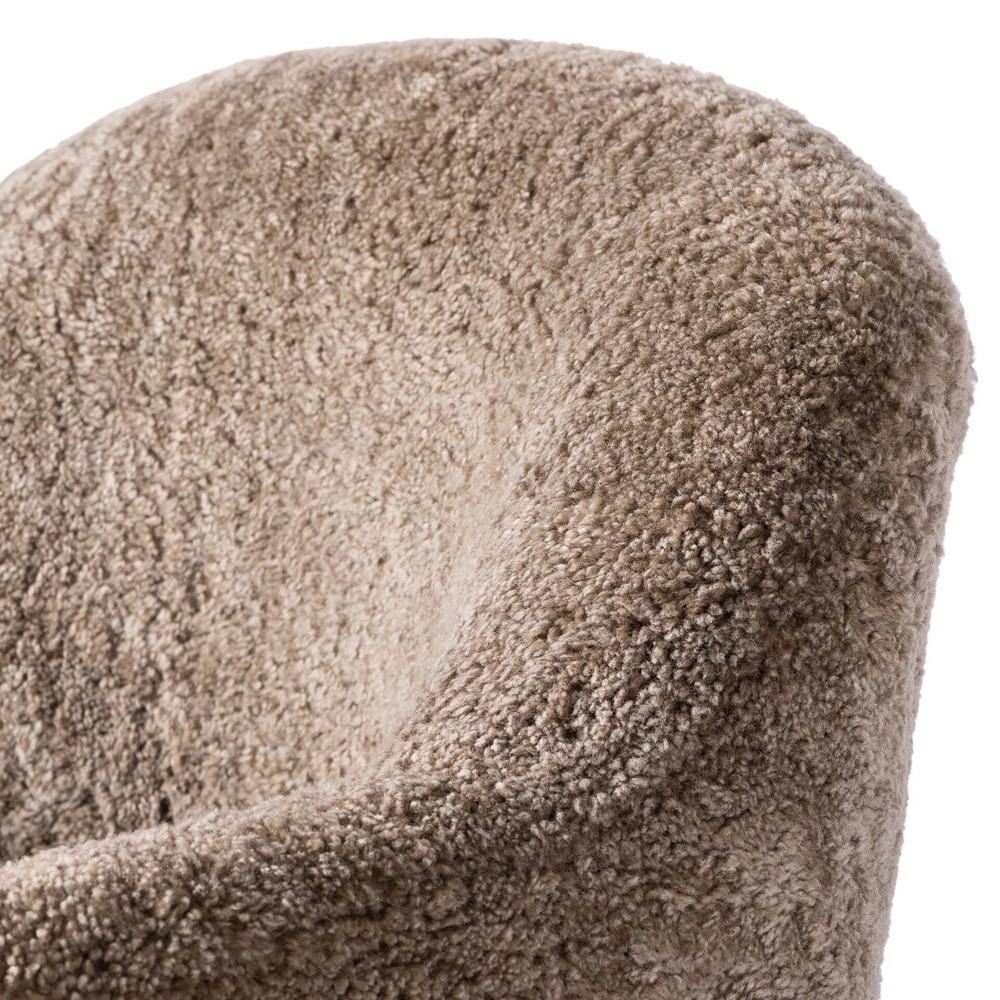 Samuel French Country Taupe Shearling Swivel Arm Chair|