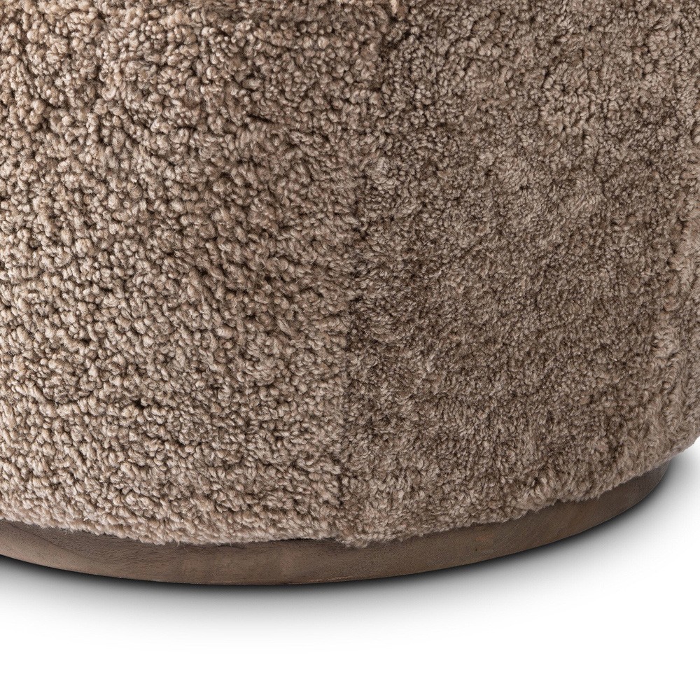 Samuel French Country Taupe Shearling Swivel Arm Chair|