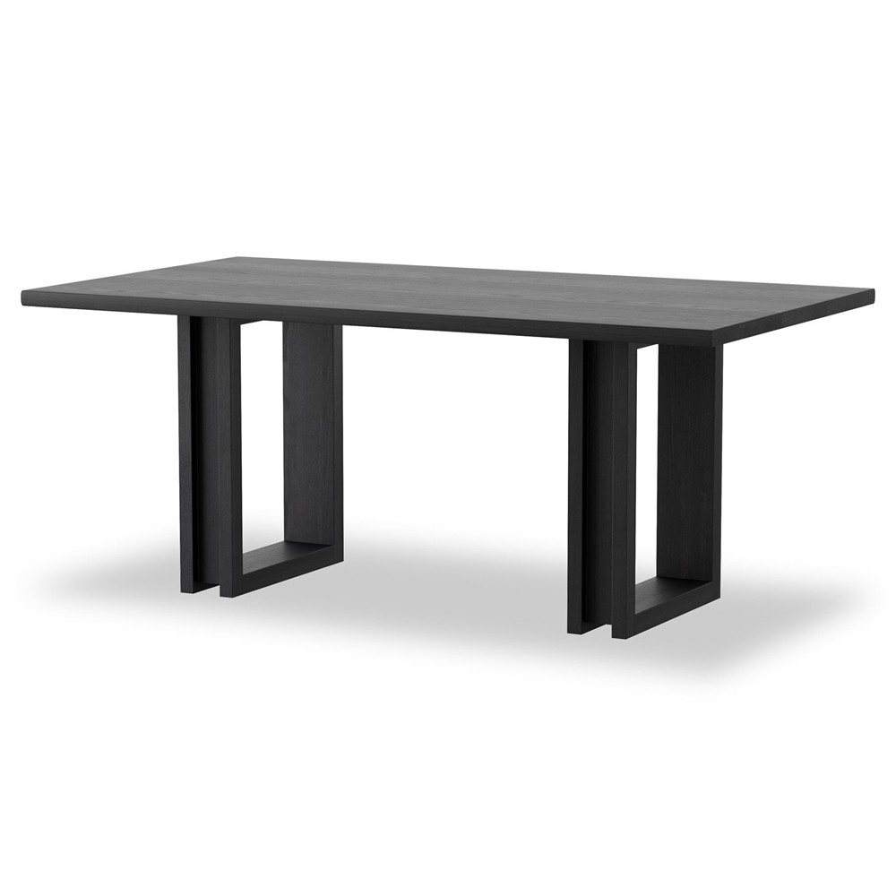 Emilie Modern Classic Black Wash Mango Wood Rectangular Dining Table - 72"|