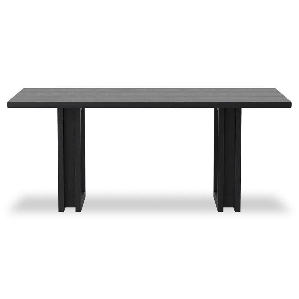 Emilie Modern Classic Black Wash Mango Wood Rectangular Dining Table - 72"|