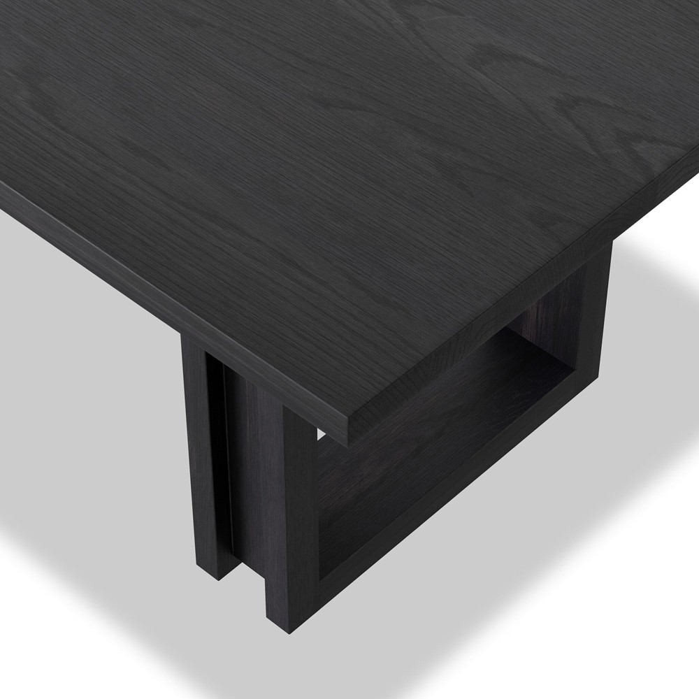 Emilie Modern Classic Black Wash Mango Wood Rectangular Dining Table - 72"|
