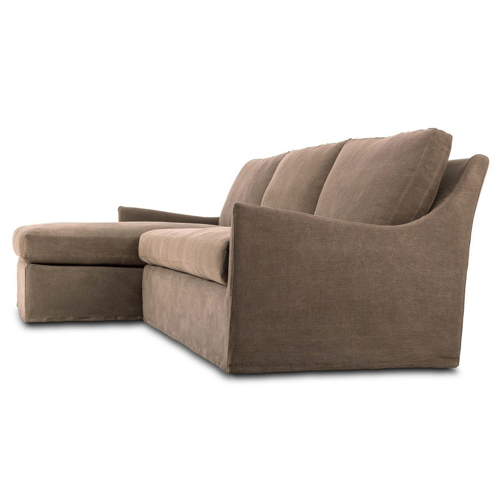 Levi Classic Broadway Coffee Linen Chaise Sectional - Left Chaise - 128"|