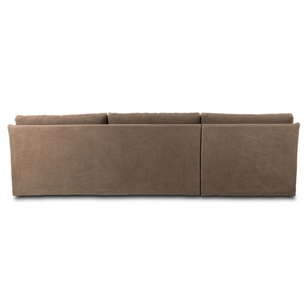 Levi Classic Broadway Coffee Linen Chaise Sectional - Left Chaise - 128"|