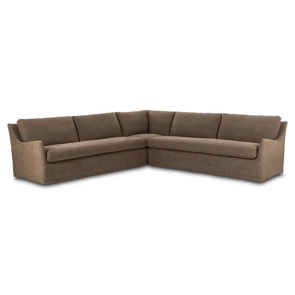 Levi Modern Classic Broadway Coffee Linen Corner Sectional - 124"|