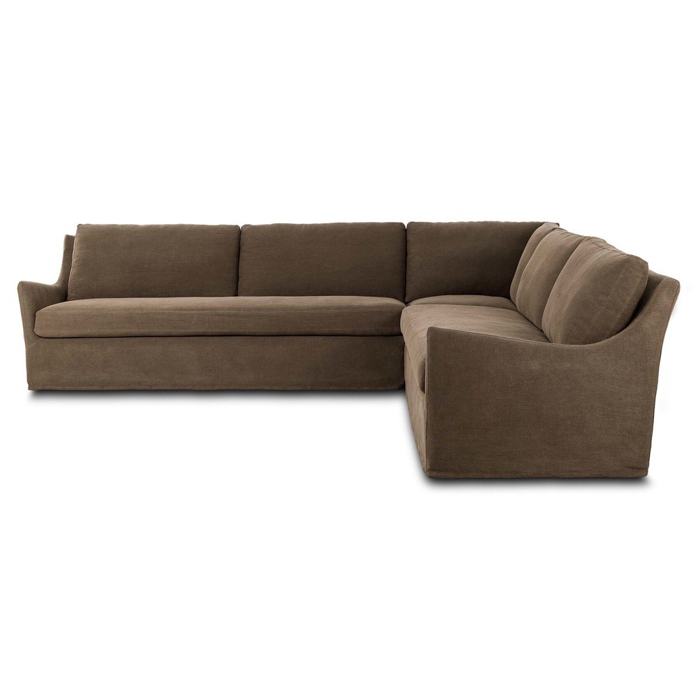 Levi Modern Classic Broadway Coffee Linen Corner Sectional - 124"|