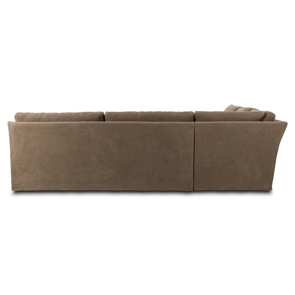 Levi Modern Classic Broadway Coffee Linen Corner Sectional - 124"|