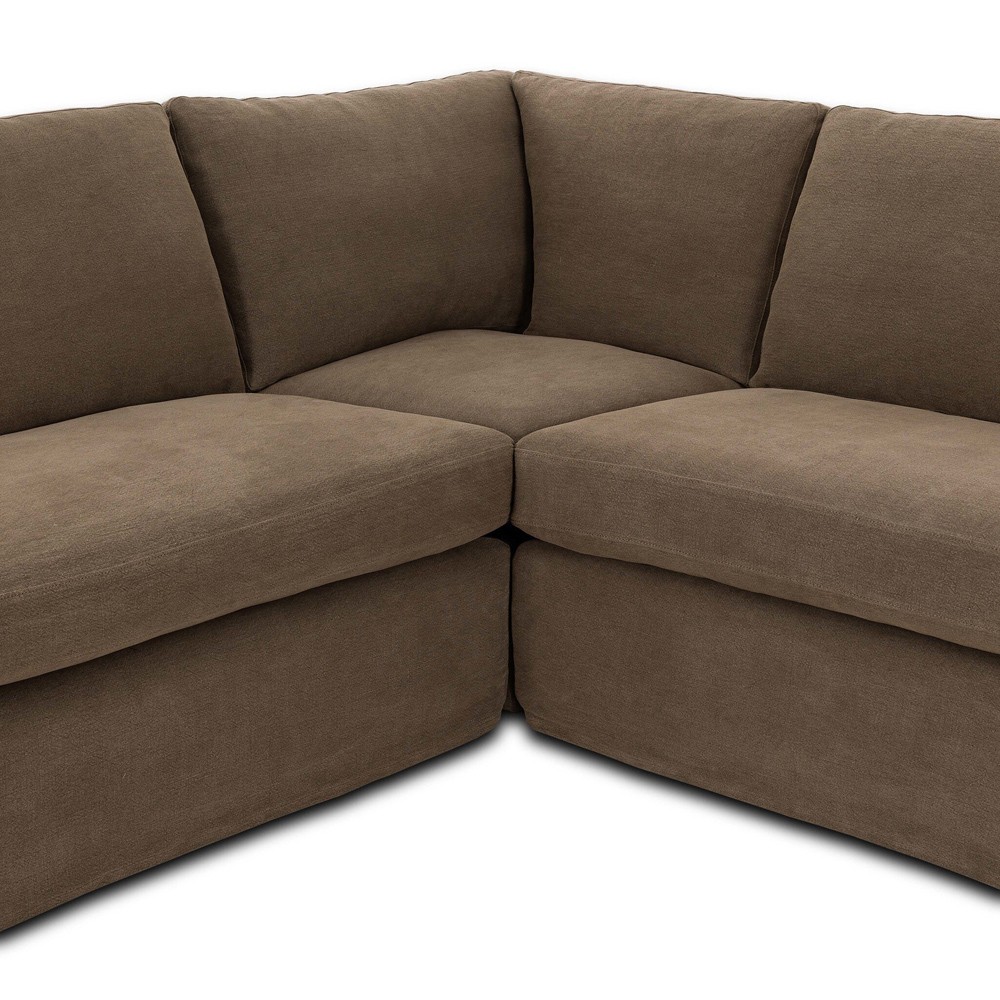 Levi Modern Classic Broadway Coffee Linen Corner Sectional - 124"|