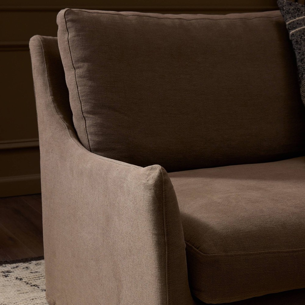 Levi Modern Classic Broadway Coffee Linen Corner Sectional - 124"|