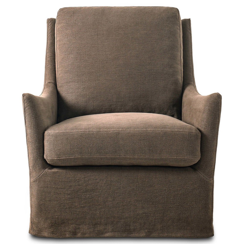 Levi Modern Classic Broadway Coffee Linen Glider Swivel Chair|