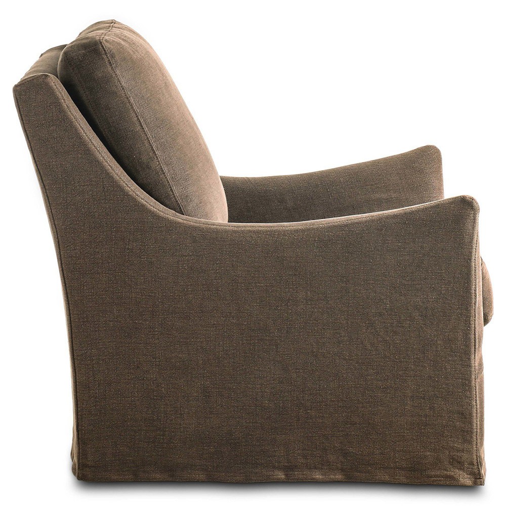 Levi Modern Classic Broadway Coffee Linen Glider Swivel Chair|