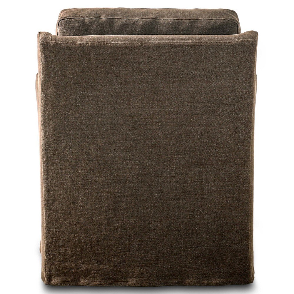 Levi Modern Classic Broadway Coffee Linen Glider Swivel Chair|