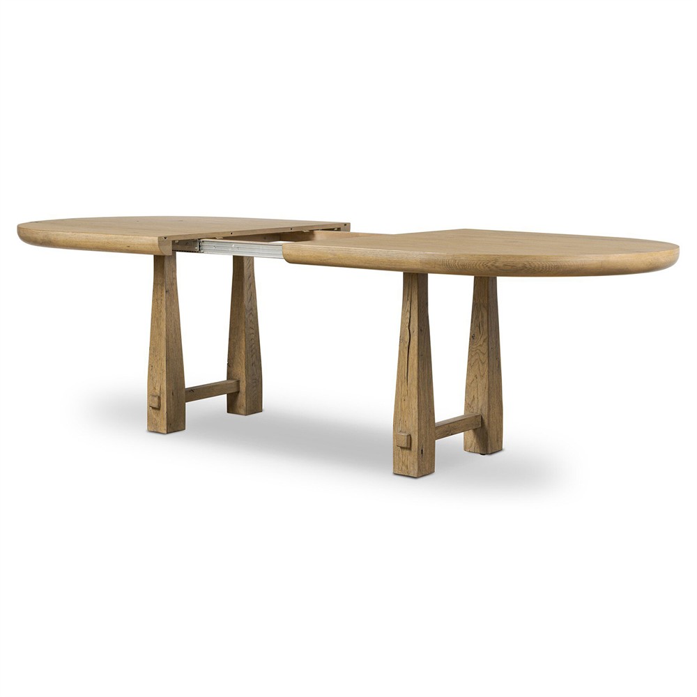Godric Coastal Beach Drifted Oak Wood Oval Extendable Dining Table - 84 ...