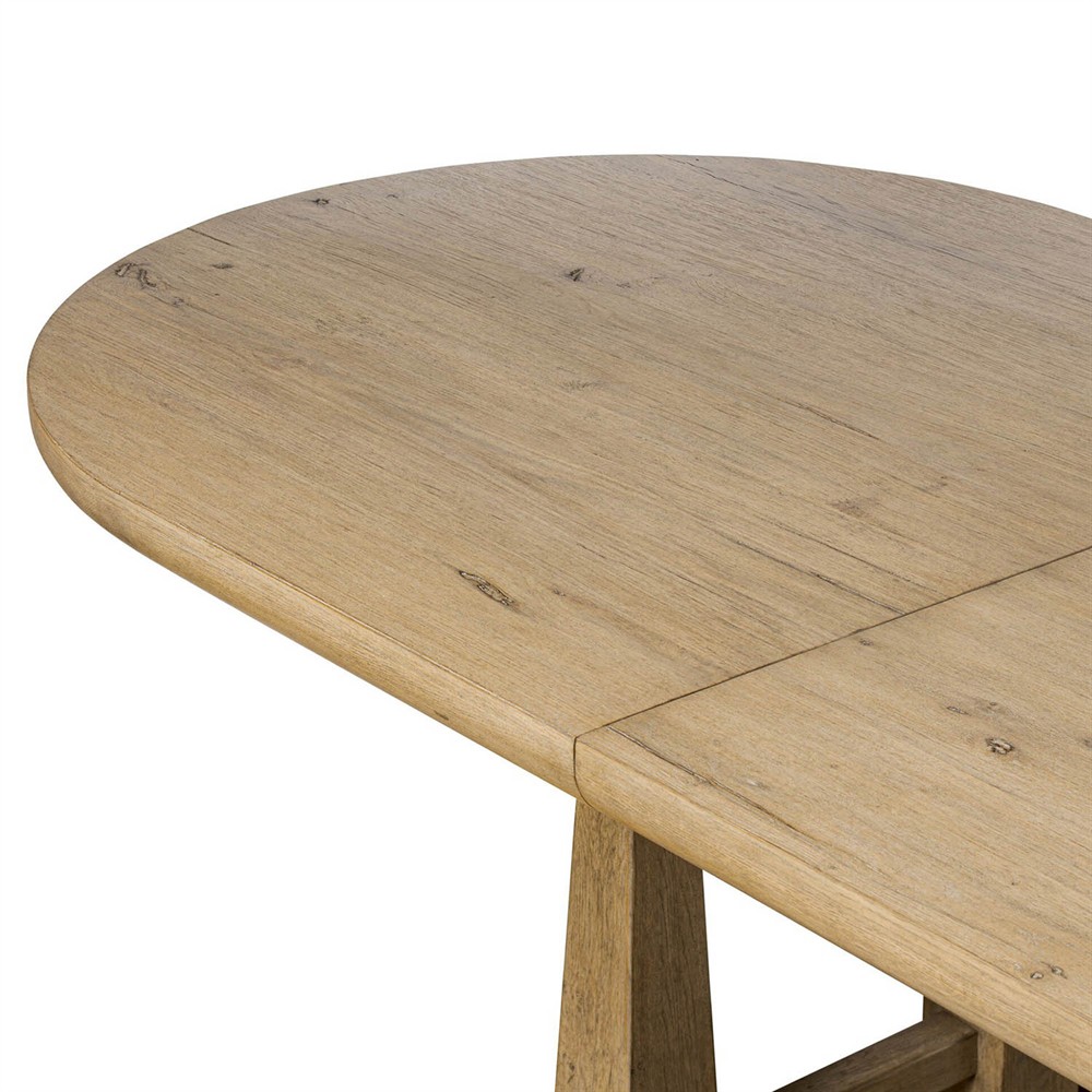 Godric Coastal Beach Drifted Oak Wood Oval Extendable Dining Table - 84 ...