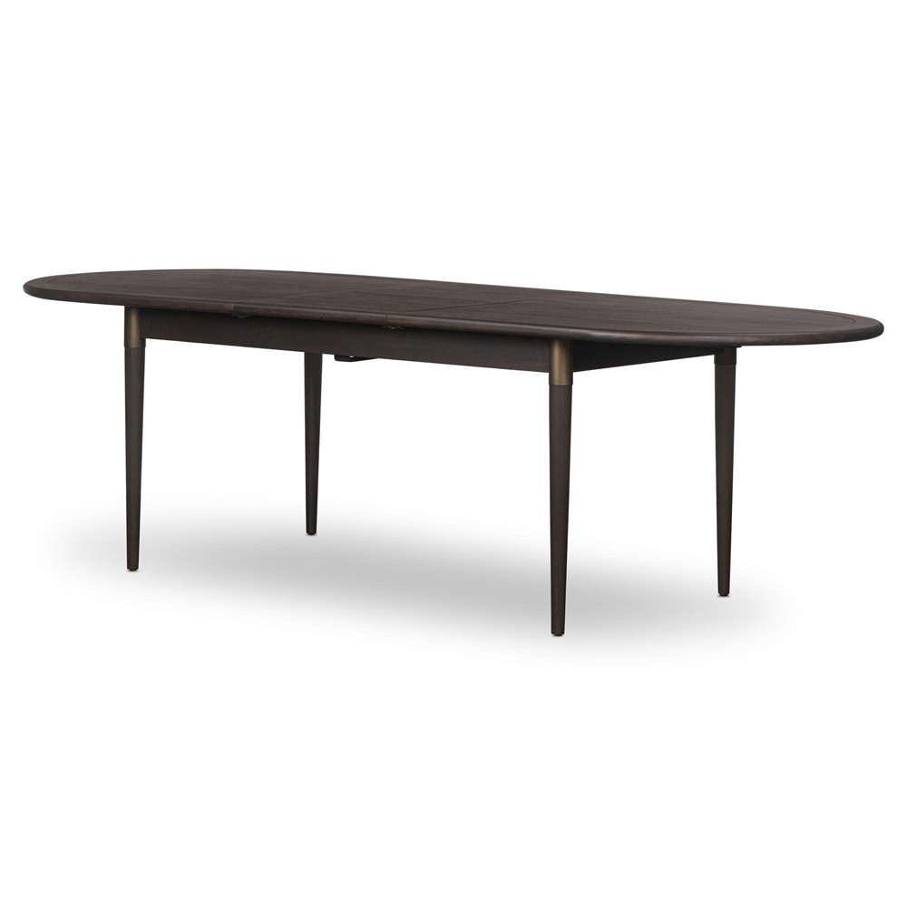 Hayden Modern Classic Black Mango Wood Oval Extendable Dining Table - 84-104"|