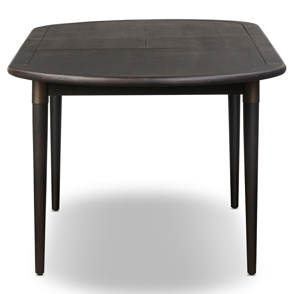 Hayden Modern Classic Black Mango Wood Oval Extendable Dining Table - 84-104"|