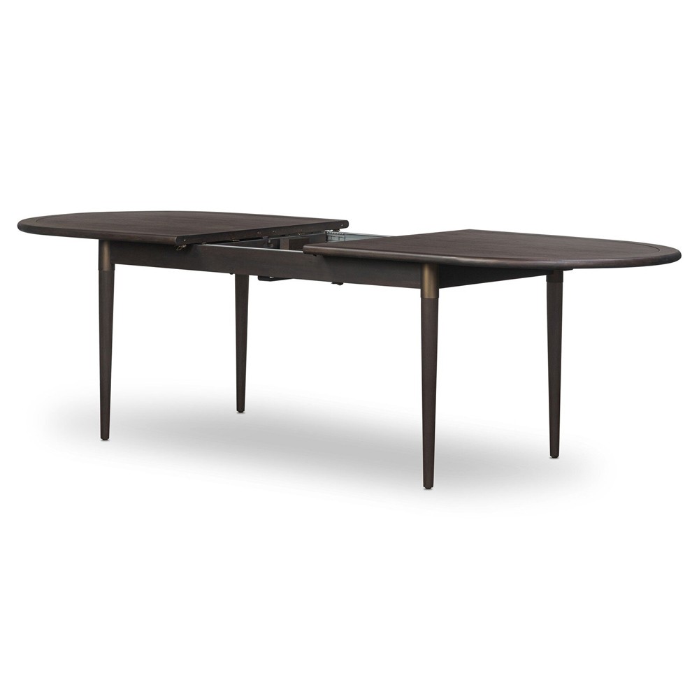Hayden Modern Classic Black Mango Wood Oval Extendable Dining Table - 84-104"|