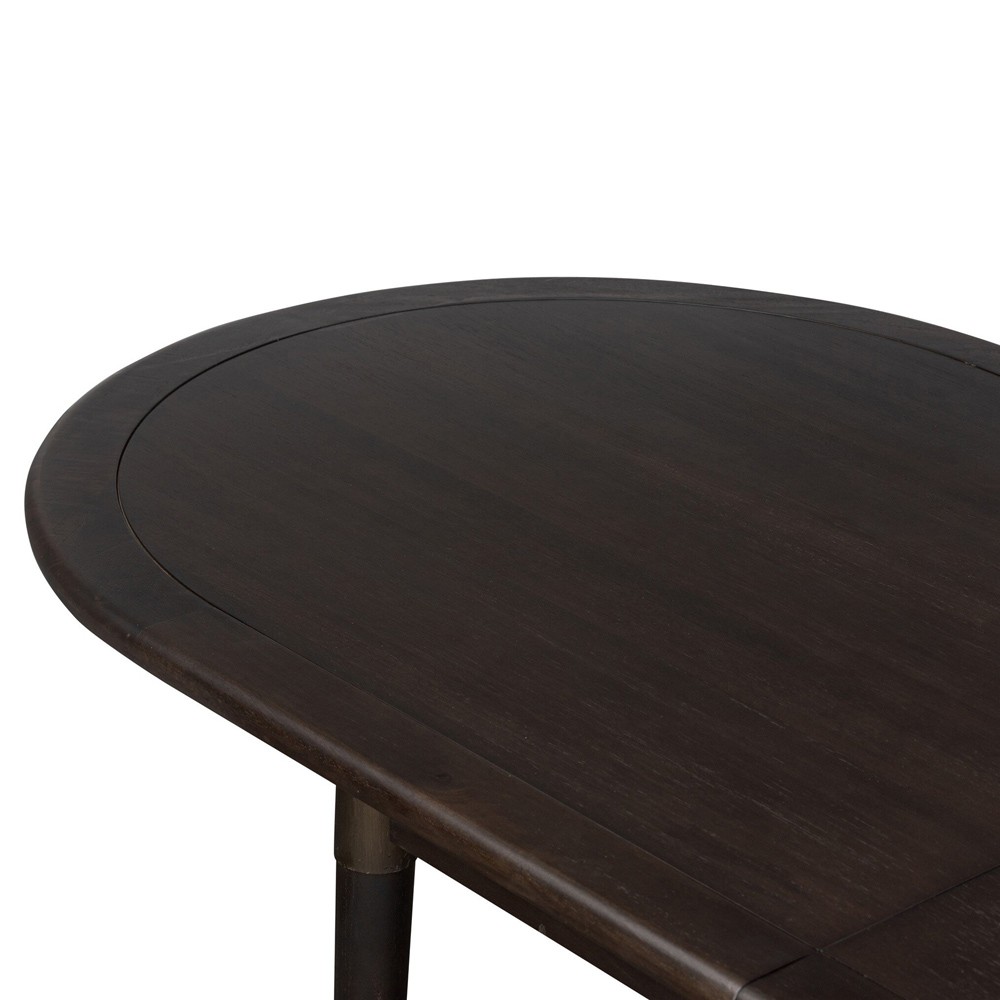 Hayden Modern Classic Black Mango Wood Oval Extendable Dining Table - 84-104"|