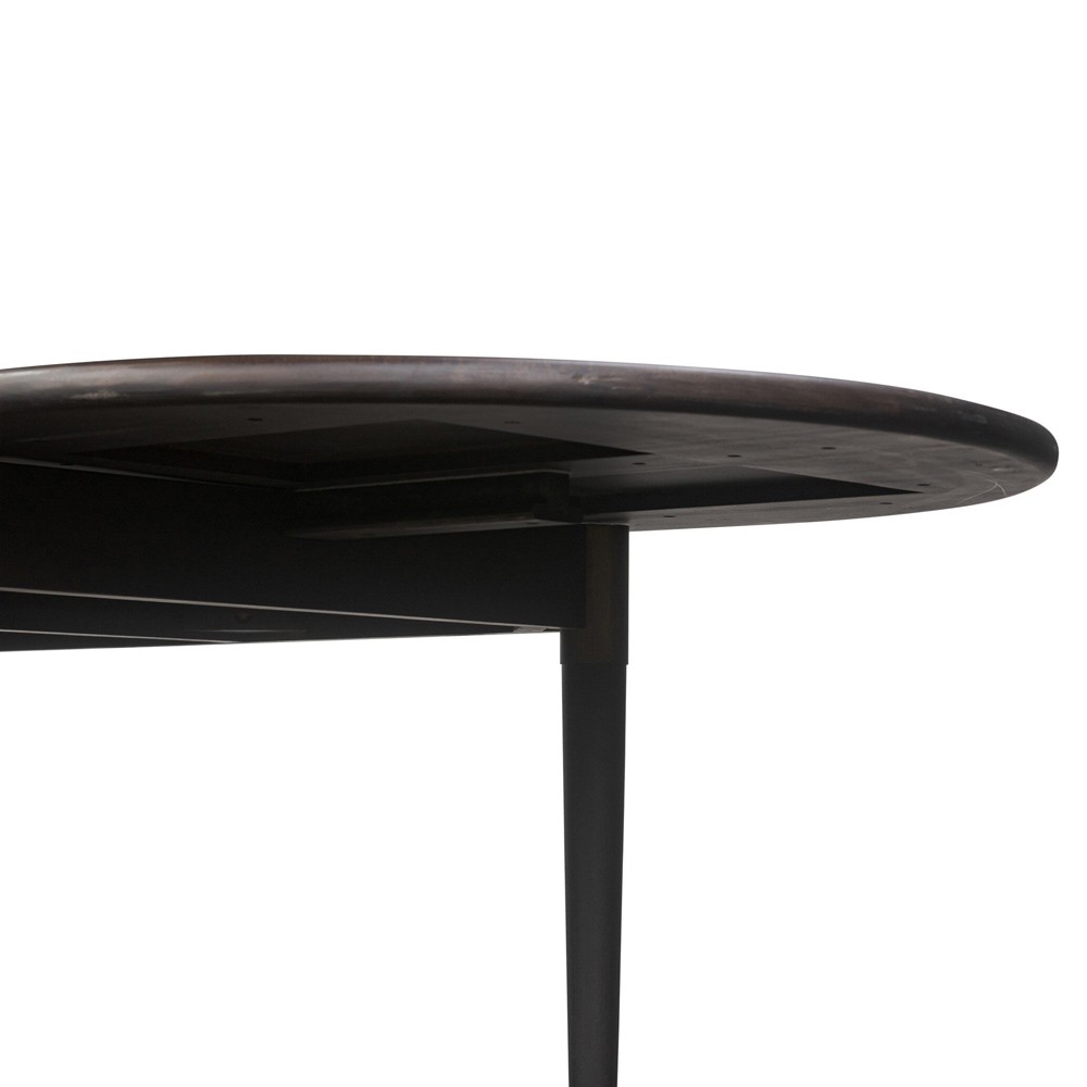 Hayden Modern Classic Black Mango Wood Oval Extendable Dining Table - 84-104"|