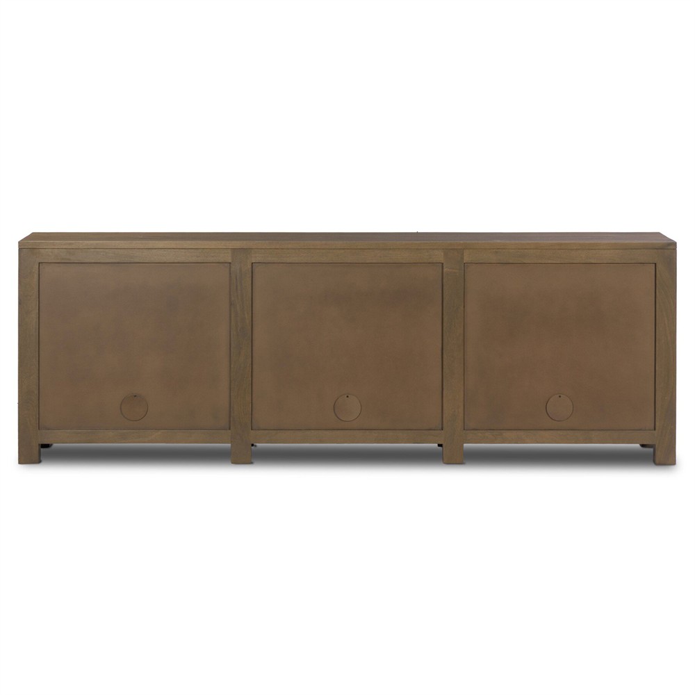 Kashton Mid Century Taupe Solid Mango Wood Arched Woven Cane Sideboard|