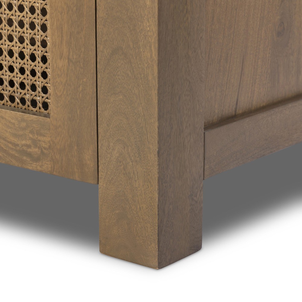 Kashton Mid Century Taupe Solid Mango Wood Arched Woven Cane Sideboard|