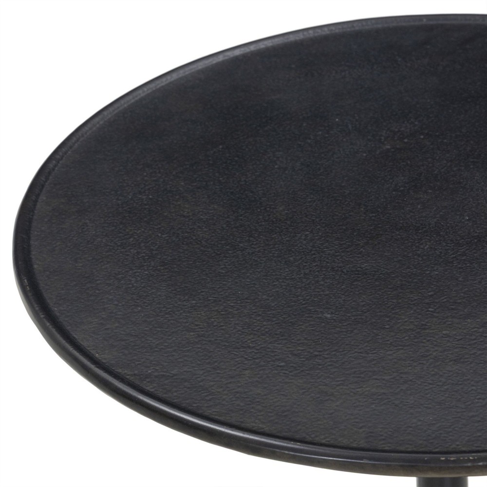 Lupe Industrial Loft Black Antique Aluminum Round Side Table|
