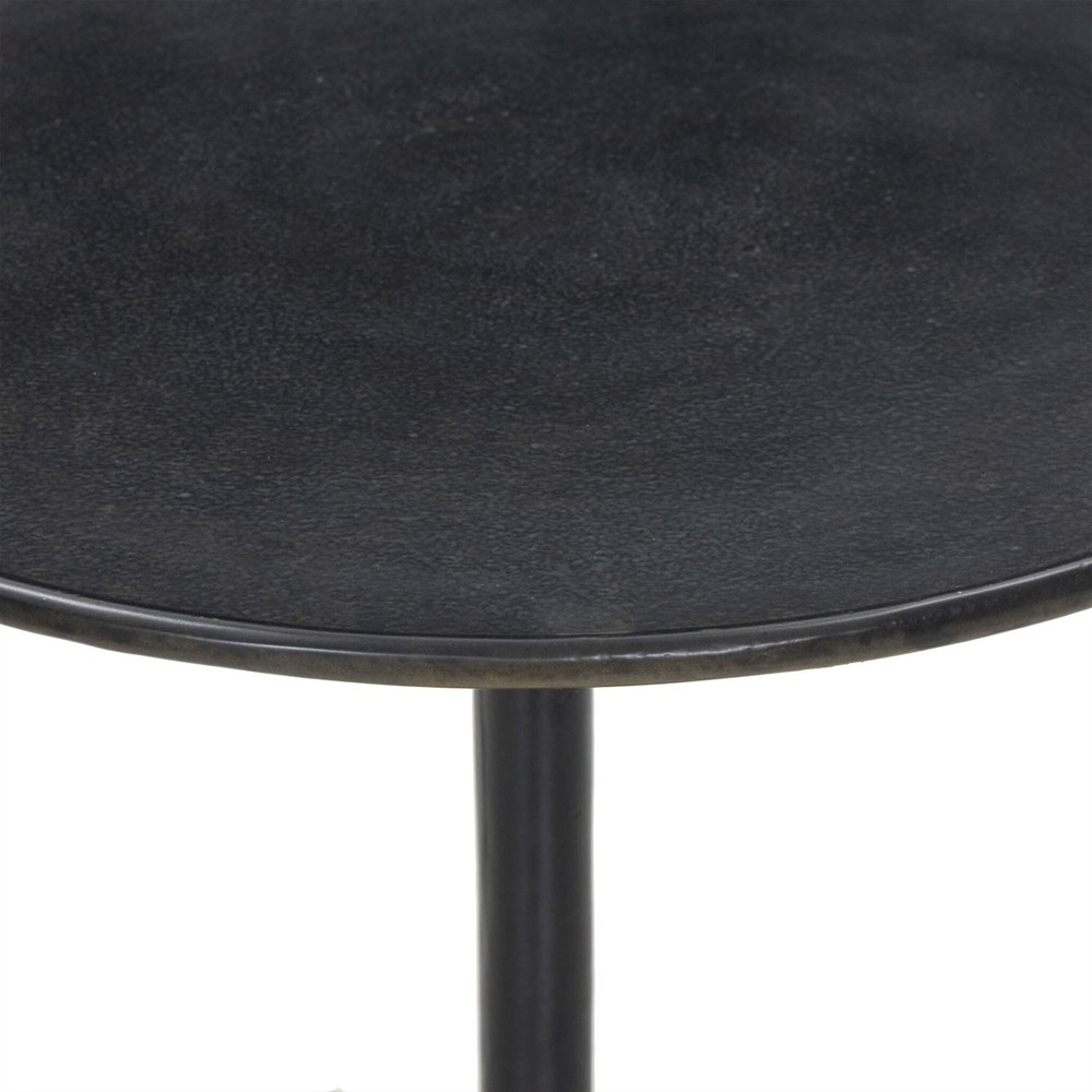Lupe Industrial Loft Black Antique Aluminum Round Side Table|