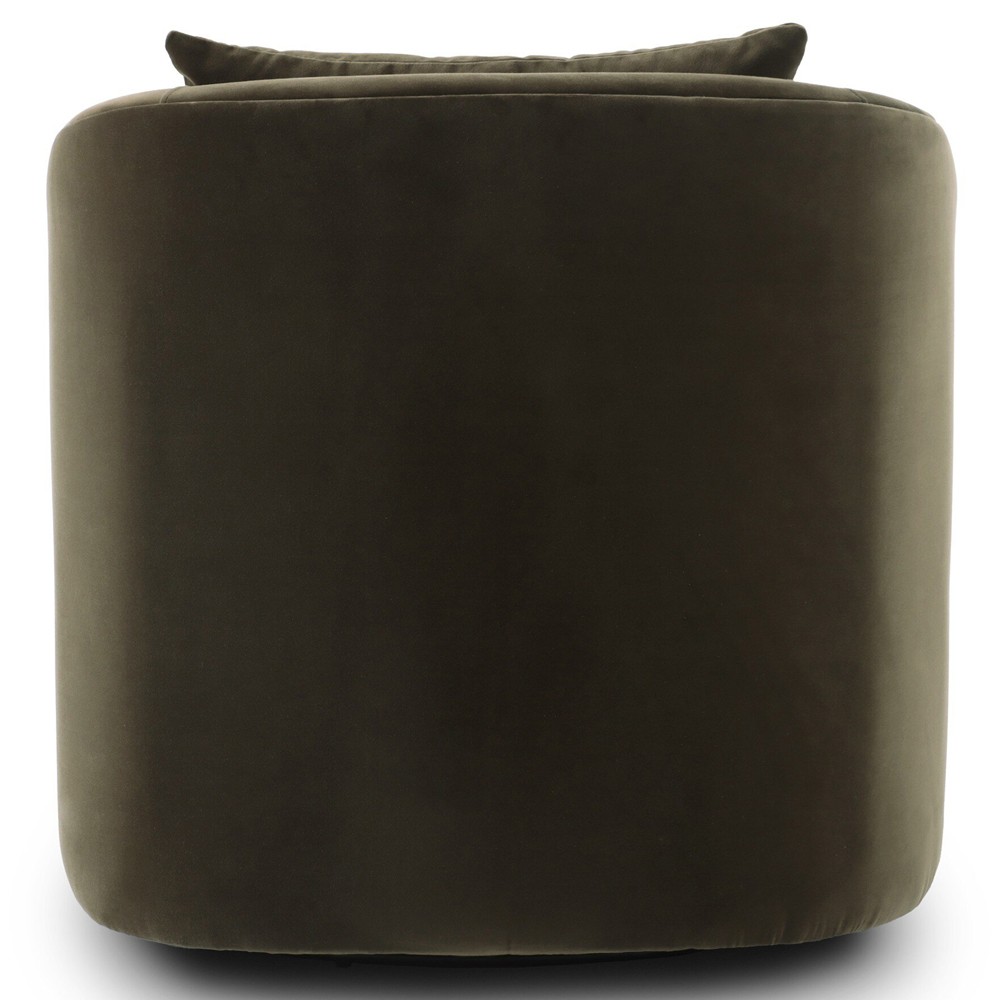 Perrin Modern Classic Surrey Olive Velvet Swivel Barrel Chair|