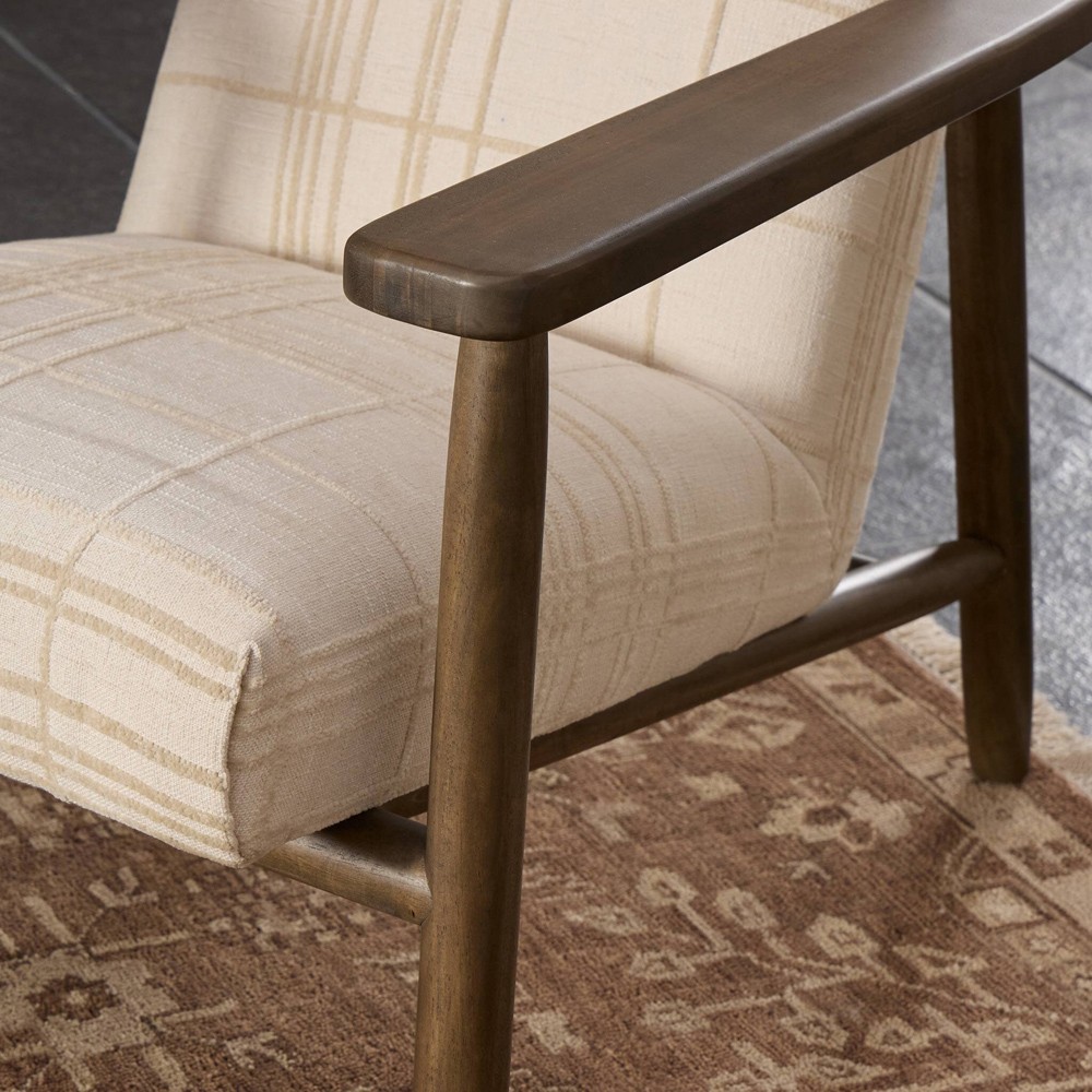 Arianne Rustic Lodge Sheffield Ivory Brown Wood Arm Chair | Kathy