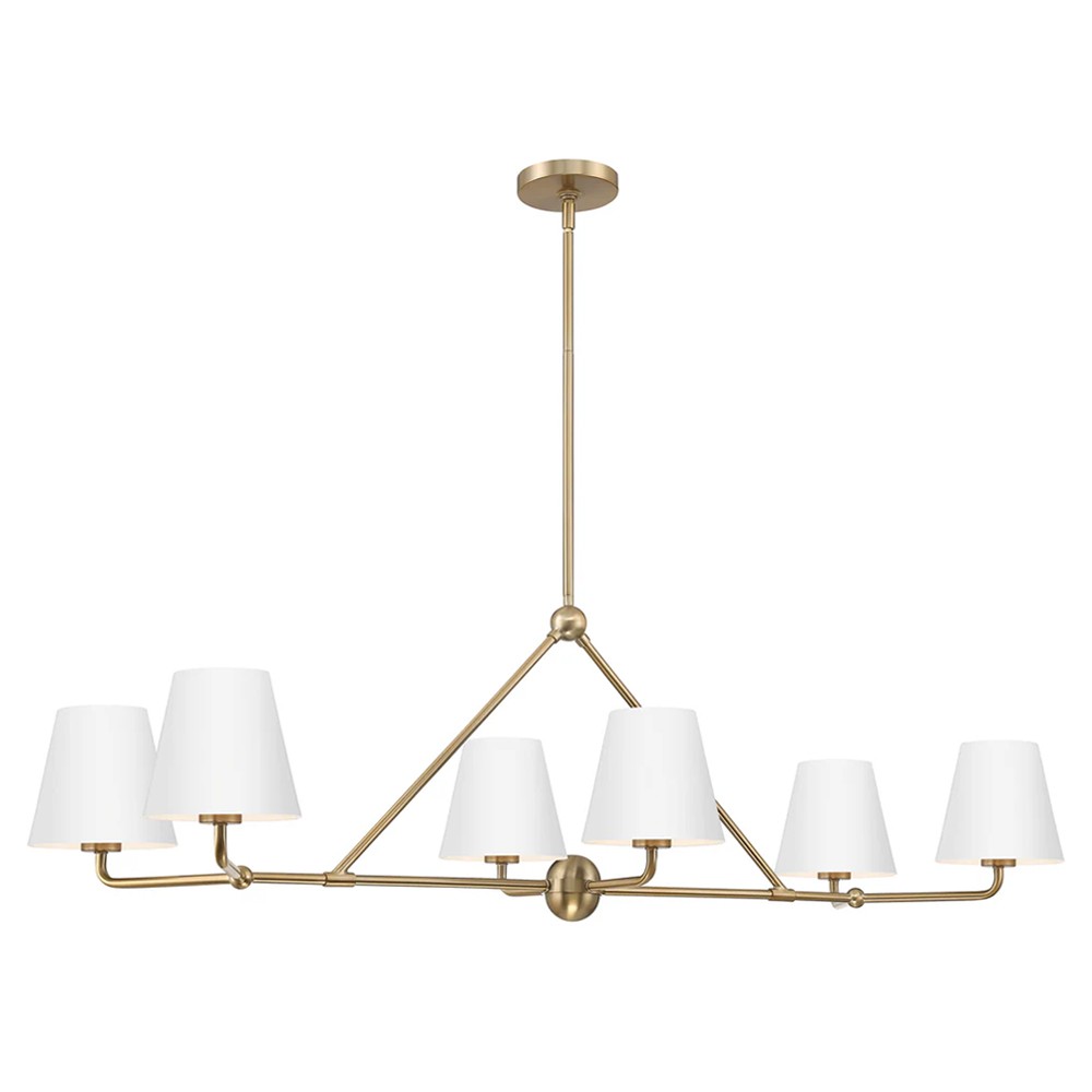 Isaiah Updated Traditional White Steel Shade 6 Light Linear Chandelier|