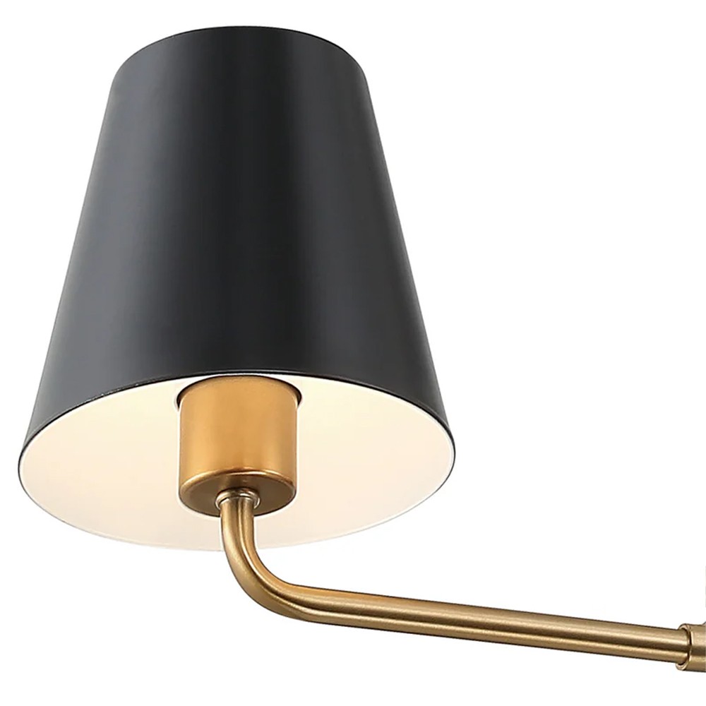 Isaiah Updated Traditional Black Steel Shade 2 Light Linear Chandelier|