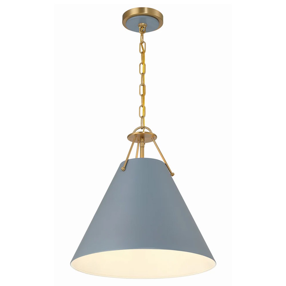 Isaiah Updated Traditional Blue Steel Shade 3 Light Pendant|