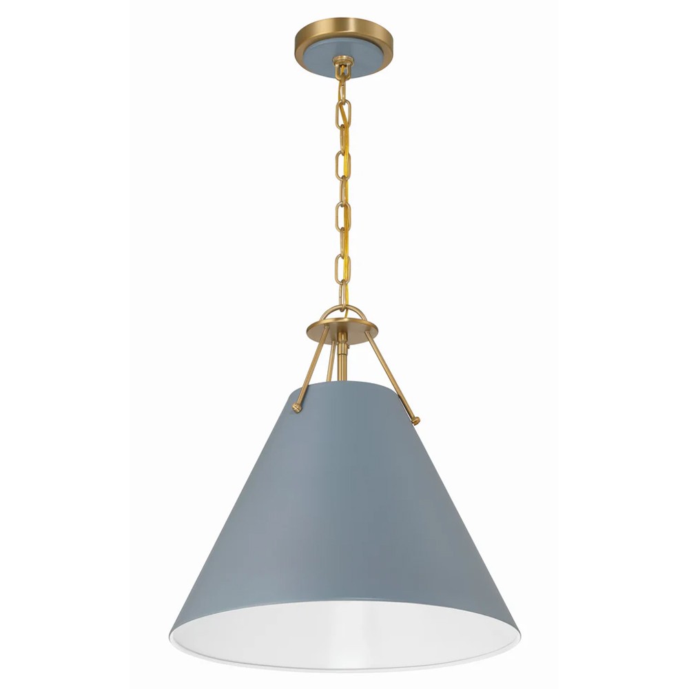 Isaiah Updated Traditional Blue Steel Shade 3 Light Pendant|