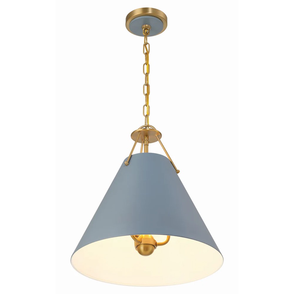 Isaiah Updated Traditional Blue Steel Shade 3 Light Pendant|